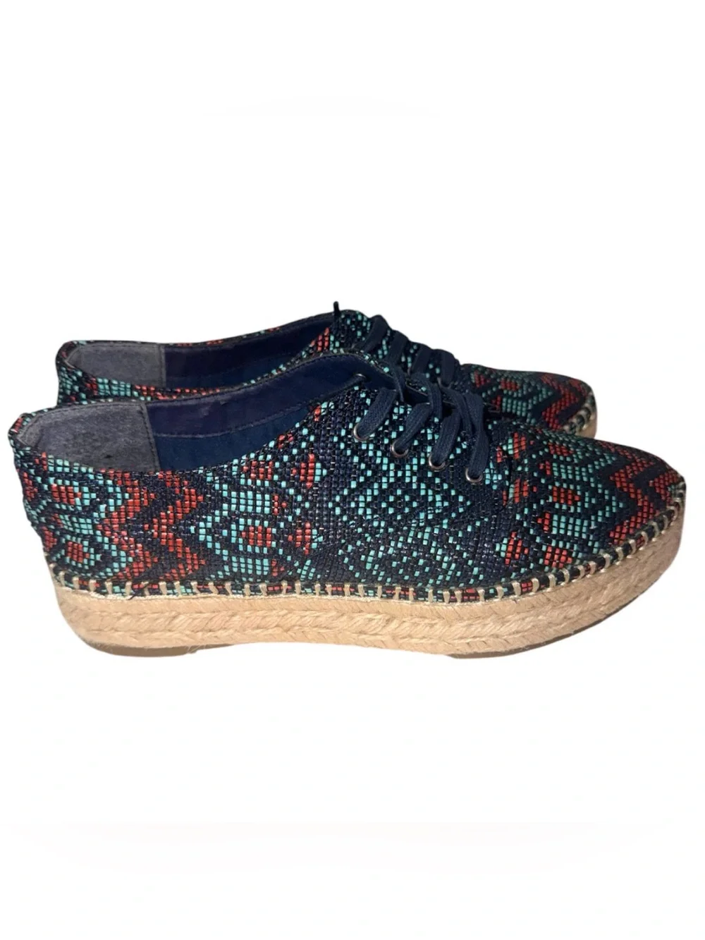 Indigo Rd Woven Pattern Espadrille Platform Lace-Up Shoes